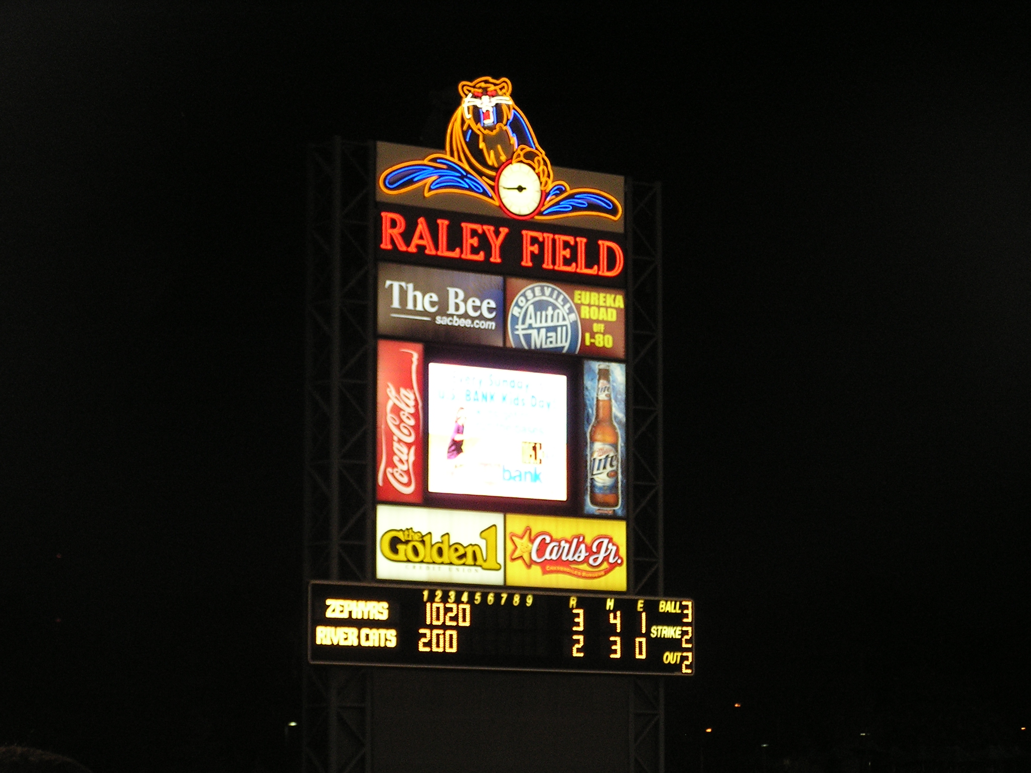 Raley Field Scoreboard - Sacramento River Cats